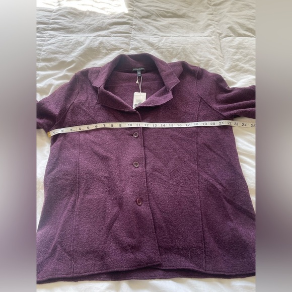 Eileen Fisher plum lightweight boiled wool notch collar jacket | L - Picture 12 of 14